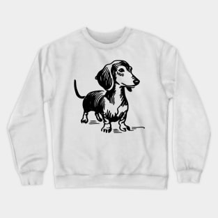 Stick figure dash hound dog in black ink Crewneck Sweatshirt